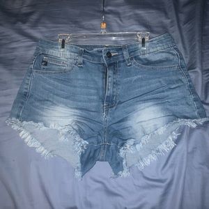 Kancan Light Wash Frayed Short